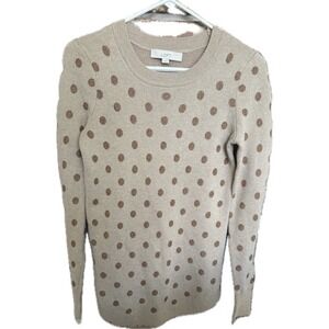 Loft Sweater Women  Viscose XS Light Brown With Bronze Polka Dots